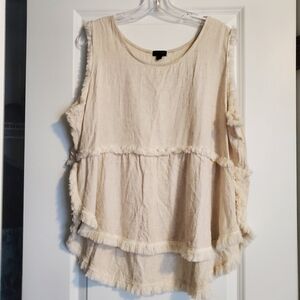 Coco + Carmen Cream Fringe Sleeveless Top XXL